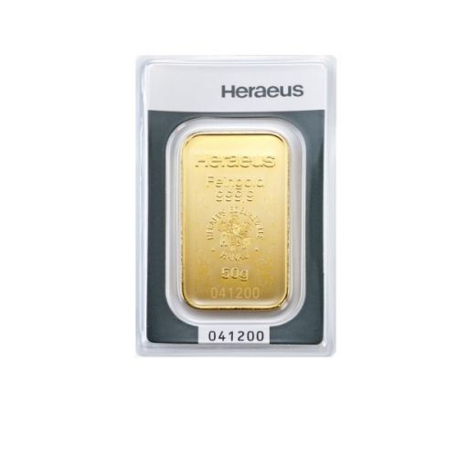 Heraeus 50 gram Goudbaar