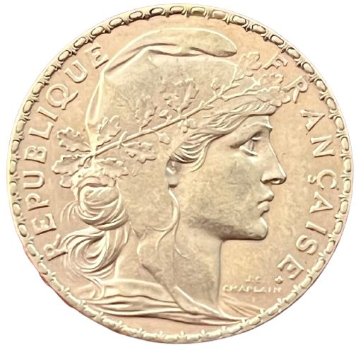 gouden 20 Francs Marianne en de haan