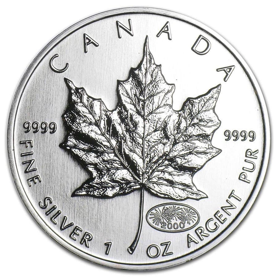 Canadian maple leaf 1 oz 2000 front Canadian maple leaf