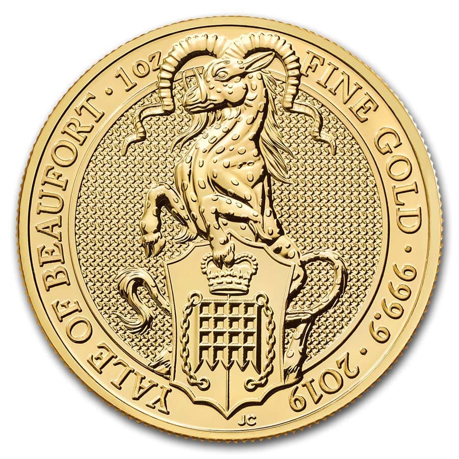 Gouden Queens Beast The Yale of Beaufort 2019 1 oz front 101munten Gouden Queens Beast Yale of Beaufort 1 oz 2019