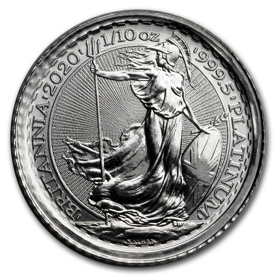 Platina Britannia 0.1 oz 2020 front 101munten Platina Britannia 1/10 oz