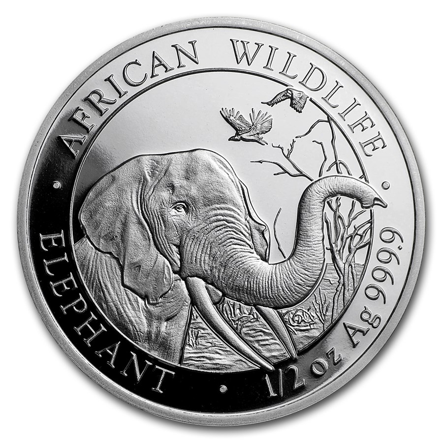Somalische Olifant 0,5 oz 2018 front 101munten Somalische olifant