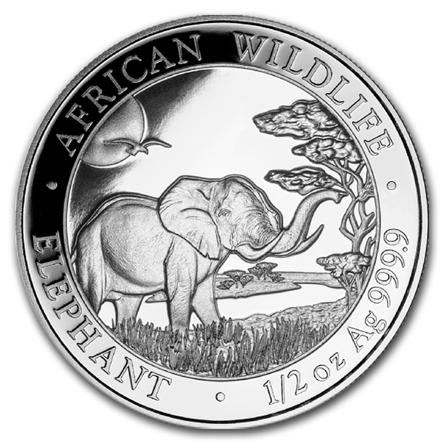 Somalische Olifant 0,5 oz 2019 front 101munten