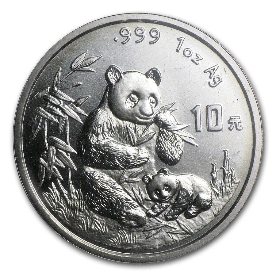 chinese panda 1 oz 1996 zilver -front chinese panda 1 oz 1996