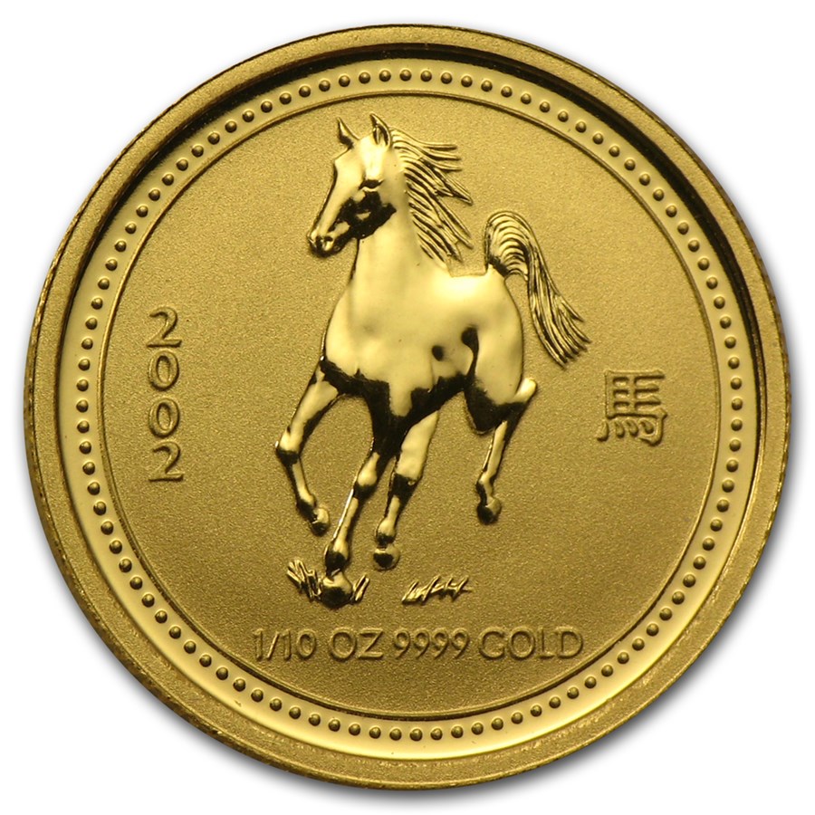 Lunar I Horse 2002 0.10 oz front 101munten year of the horse