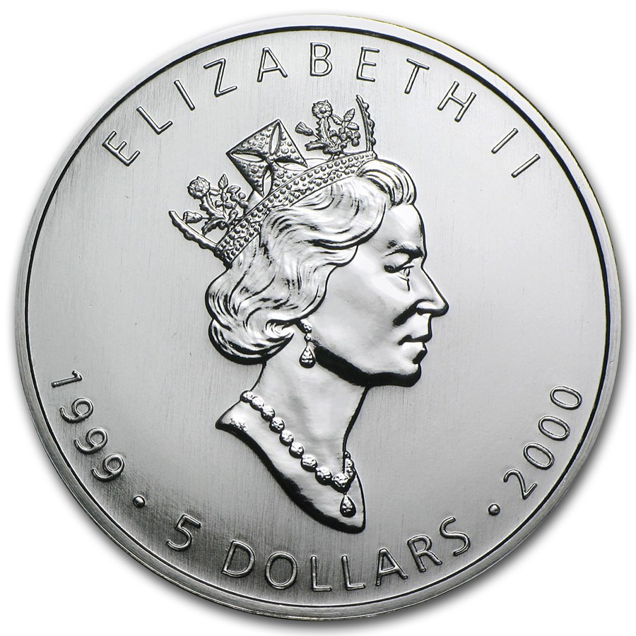 Canadian Maple Leaf 1999-2000 1 oz back 101munten Canadian Maple Leaf 1 oz 1999-2000