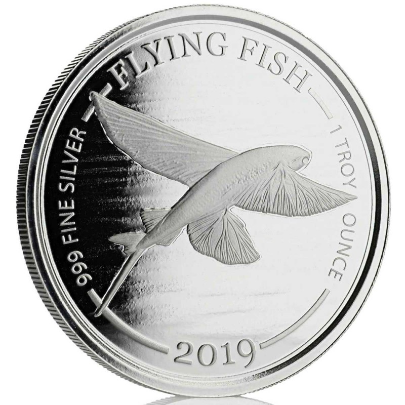 Barbados Flying Fish 1 oz 2019 met jaartal
