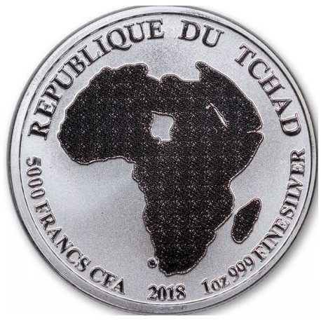 Chad African Lion 1 oz 2018 met jaartal