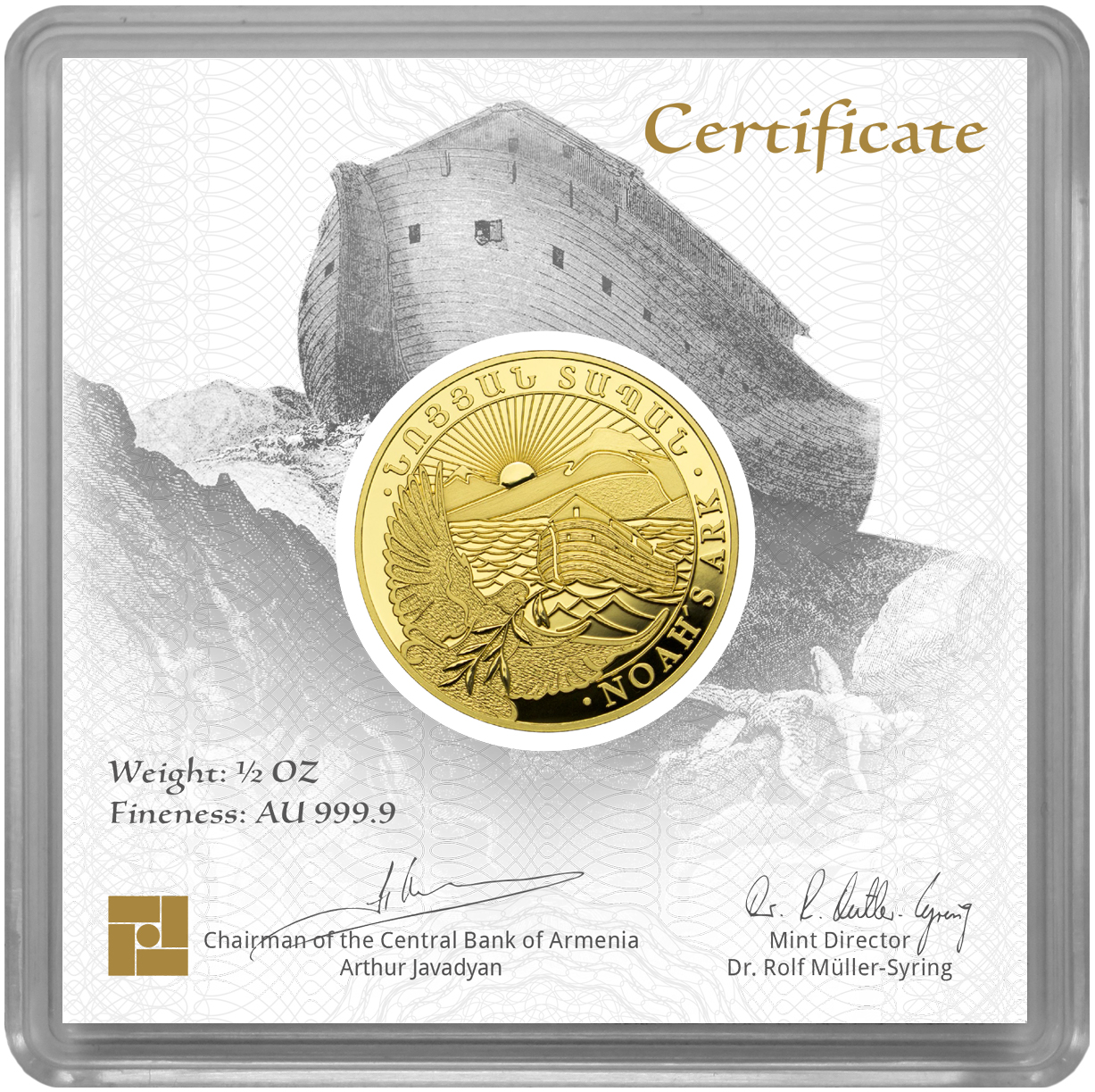 Gouden Noah Ark 0.5 oz 2020 voorkant capsule