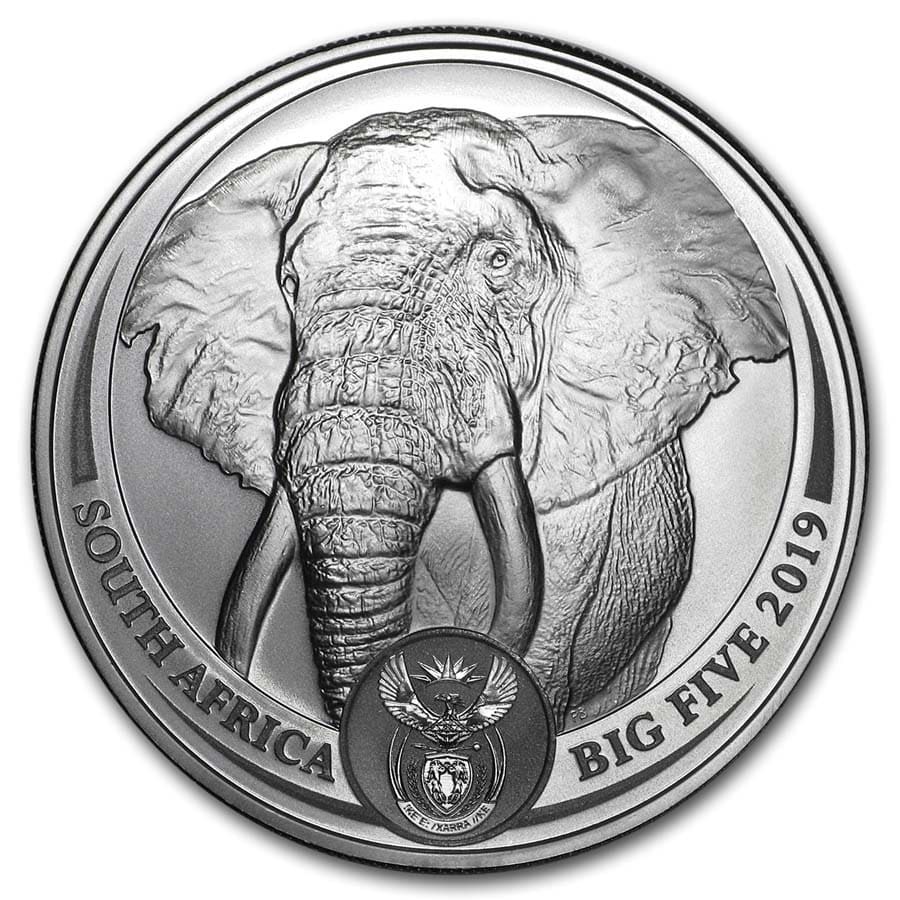 Big 5 Elephant 1 oz 2019 voorkant 101munten Big 5 Elephant 1 oz 2019 voorkant 101munten
