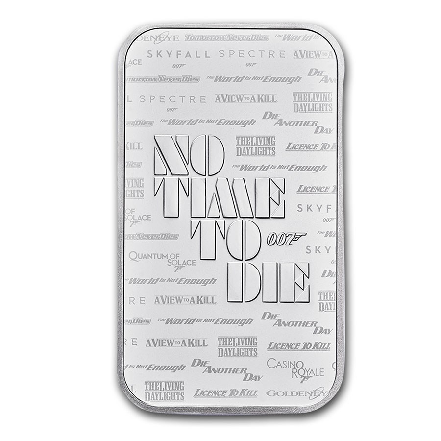 Zilverbaar James Bond 1 oz 2020 achterkant 101munten