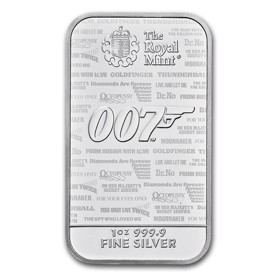Zilverbaar James Bond 1 oz 2020 voorkant 101munten