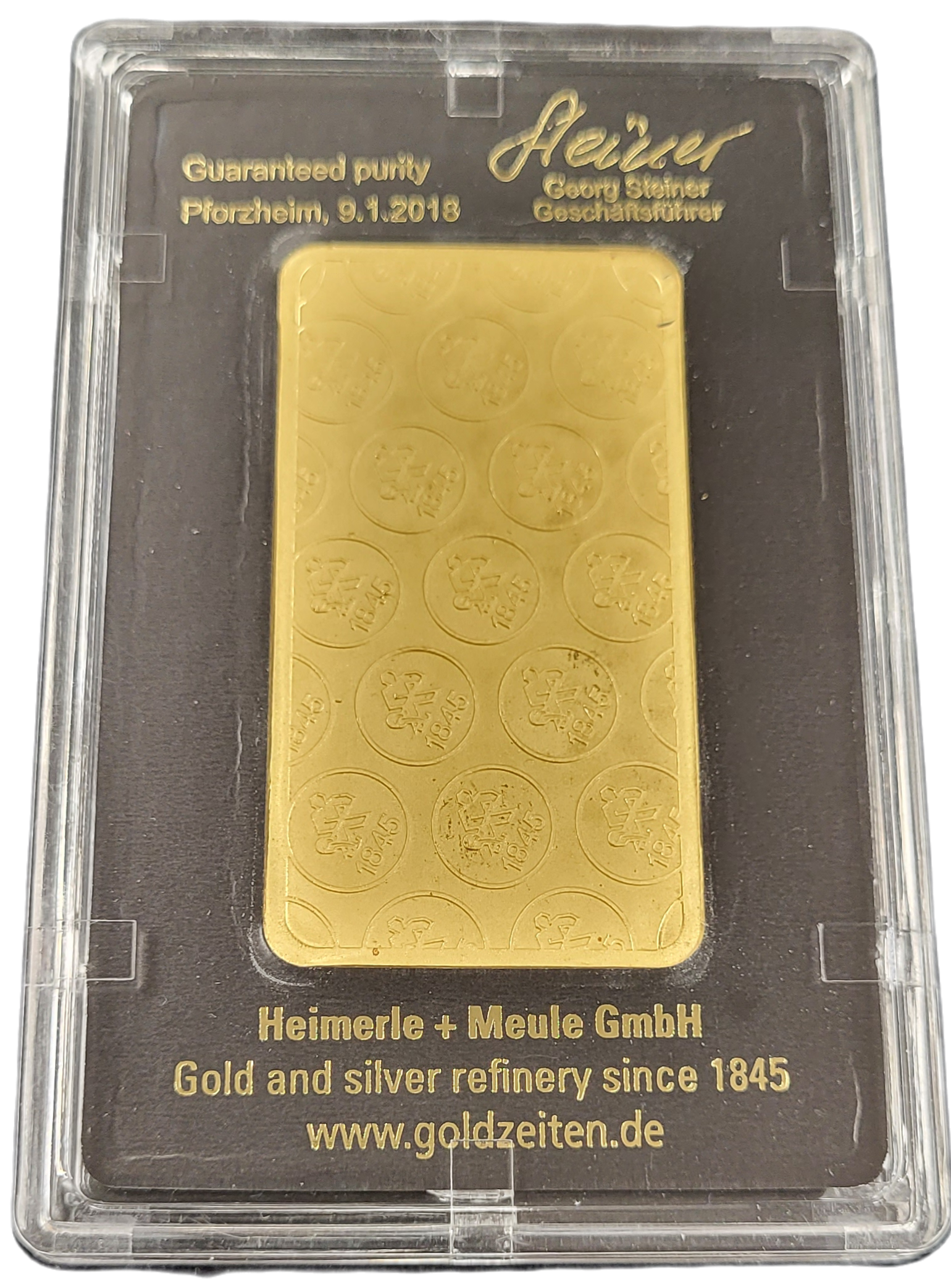 100 gram goudbaar Heimerle & Meule (met certificaat)-back