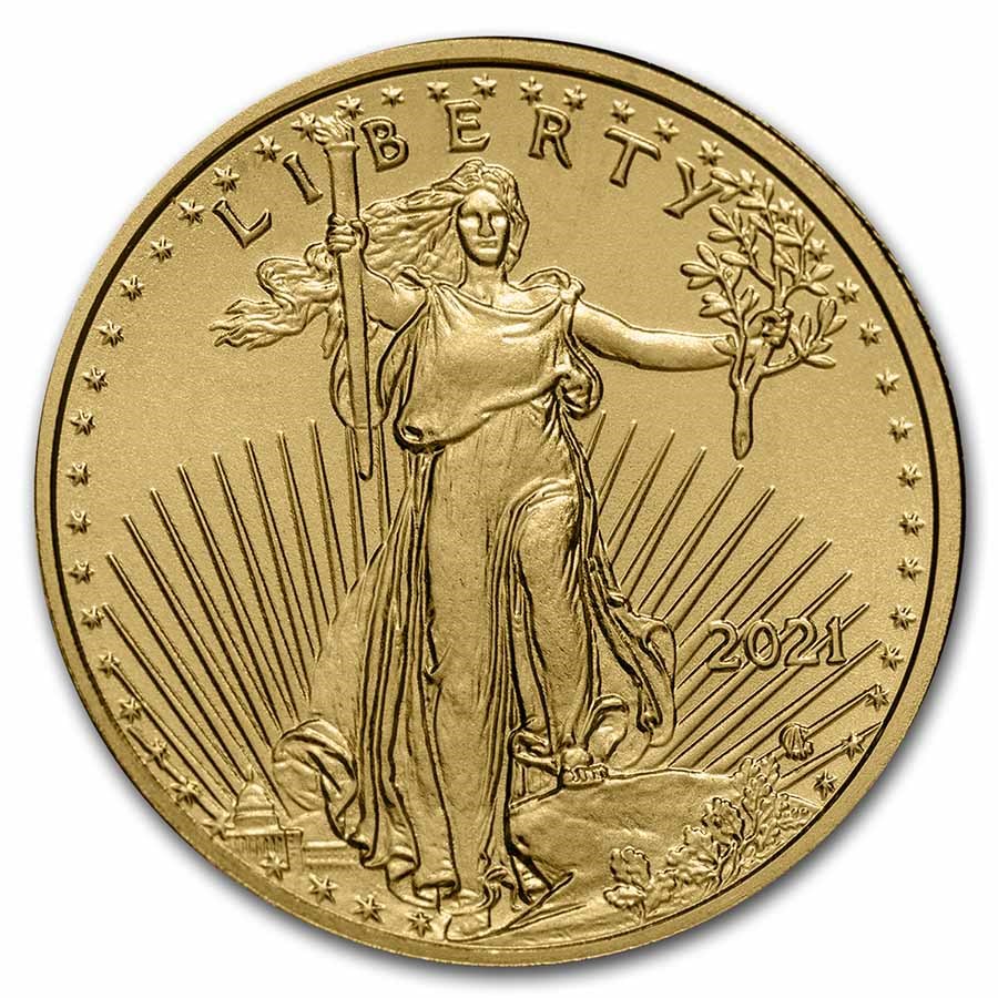 Gouden American Eagle 0.1 oz 2021 type 2 voorkant 101munten