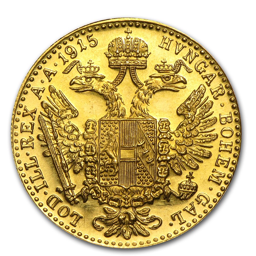Gouden 1 Ducat 1915 Oostenrijk achterkant 101munten