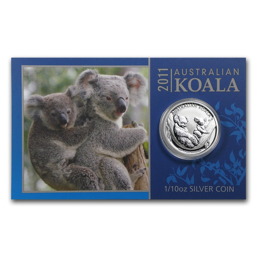Koala 0.10 oz 2011 voorkant inc display card 101munten 1/10 oz Koala 2011 - inc display card