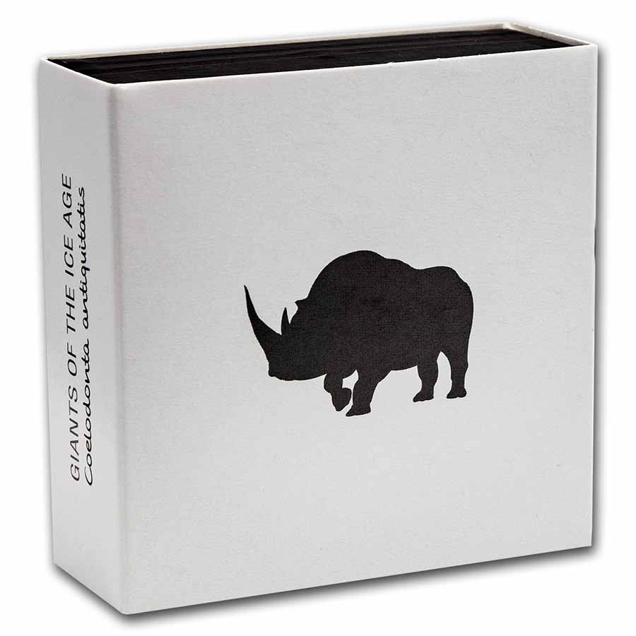Gouden Giants of the Ice Age Wooly Rhino 1 oz 2021 box 101munten