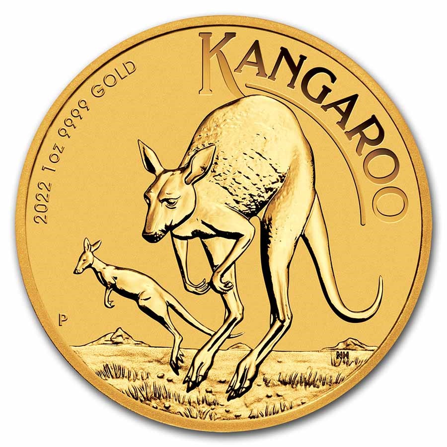 Gouden Kangaroo Nugget 1 oz 2022 front 101munten kangaroo nugget 1 oz 2022