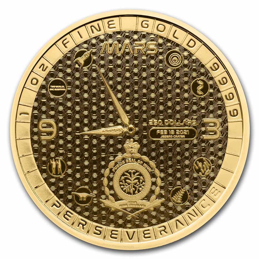 Gouden Niue Perseverance Mars Rover 1 oz 2021 achterkant 101munten