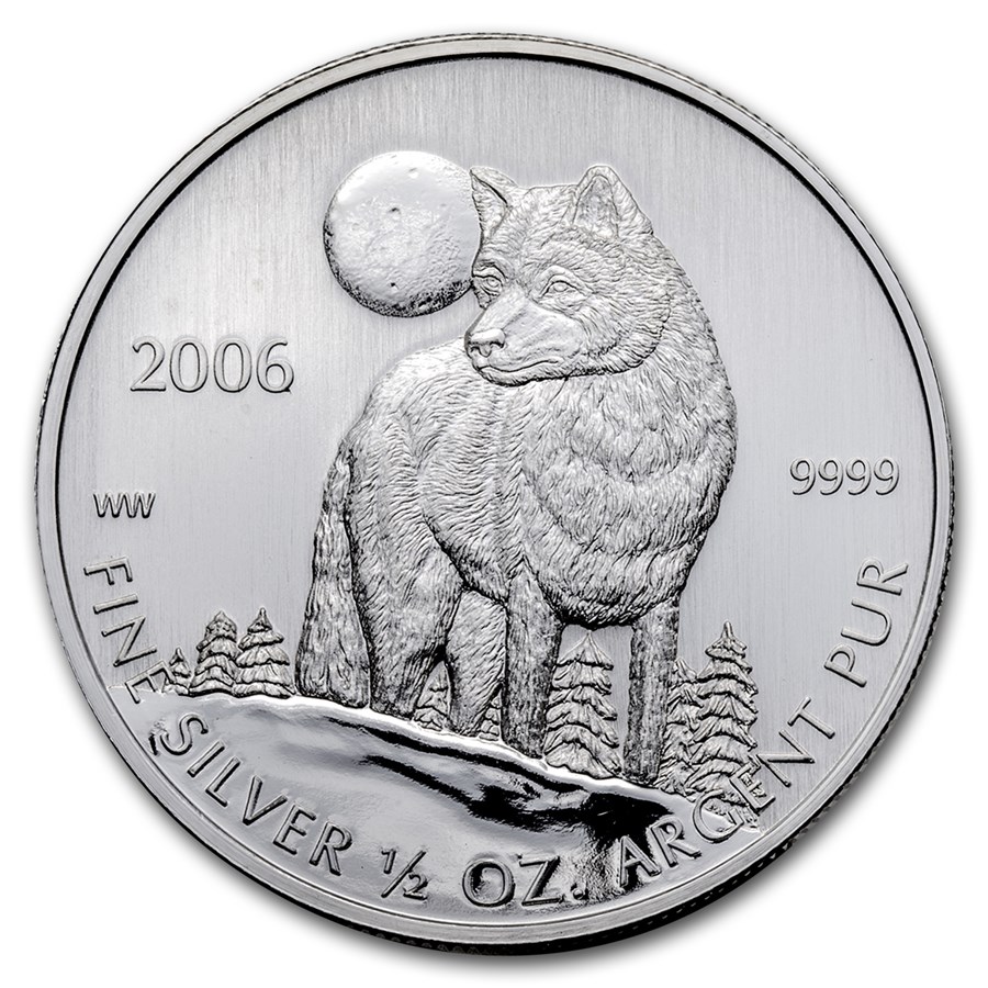 Canada Silver Timber Wolf 0.5 oz 2006 front 101munten timber wolf