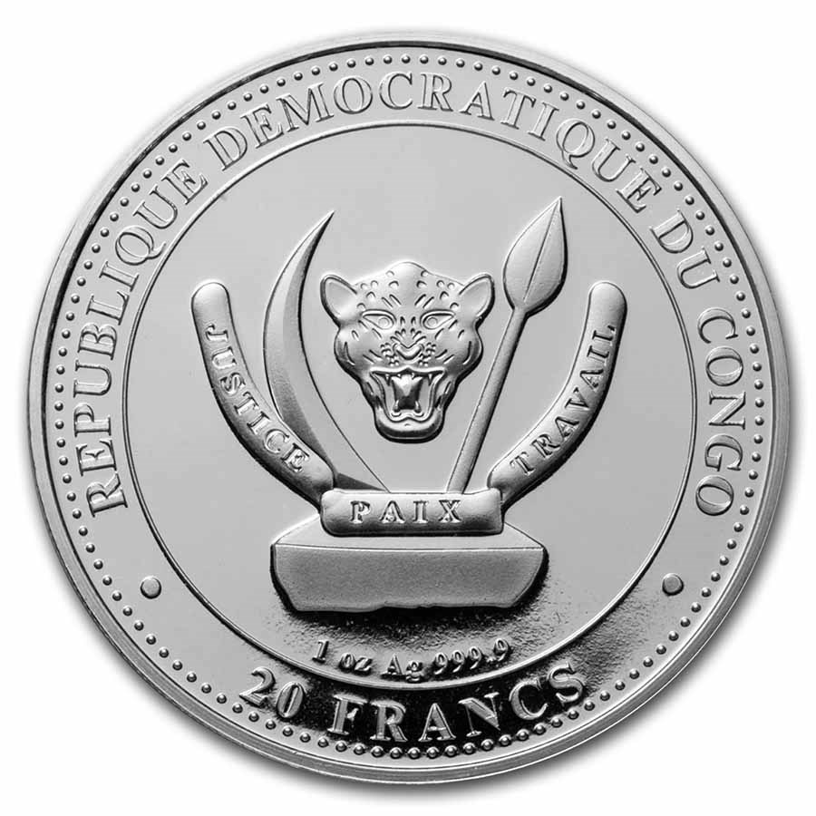 Congo Prehistoric Wildlife Wooly Mammoth 1 oz 2021 back 101munten