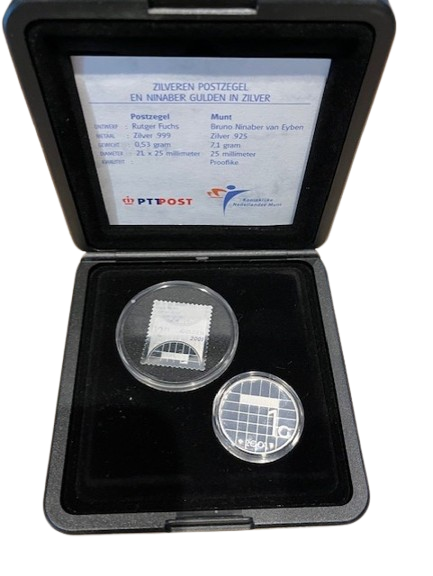 Zilveren gulden 2001 Ninaber + zilveren postzegel
