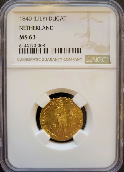 1840 ducaat (lily) MS63 full slab 101muntennl