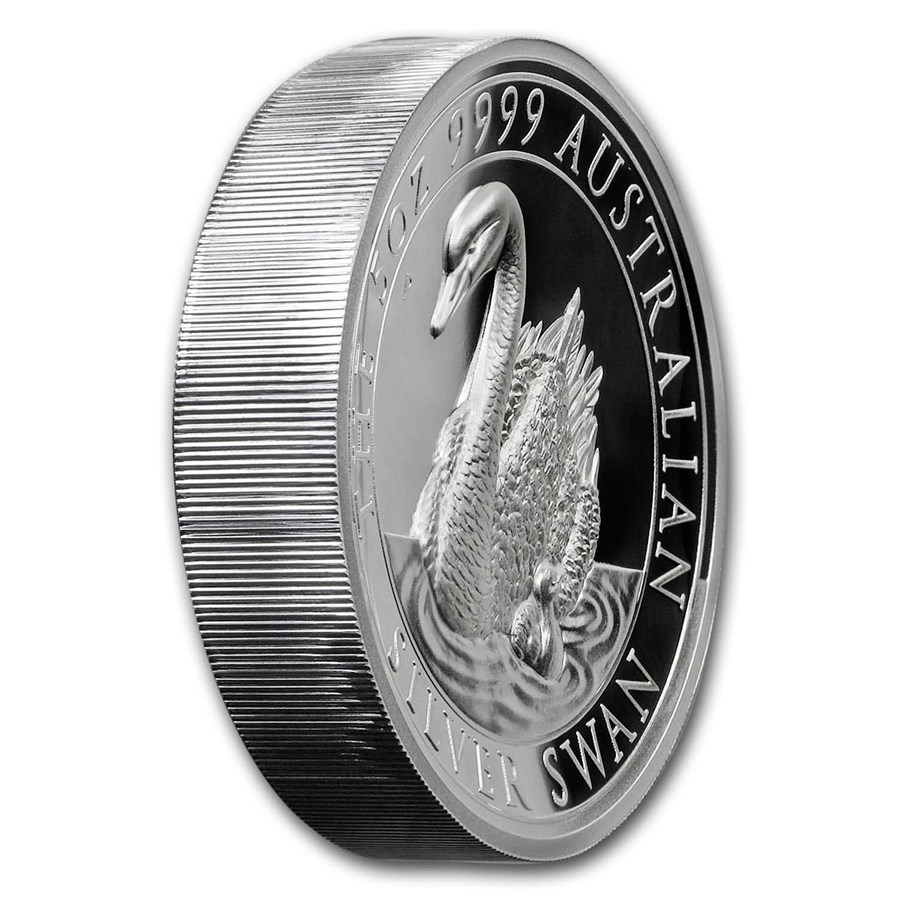 Zwaan 5 oz 2018 High Relief zijkant 101munten swan 5 oz 2018