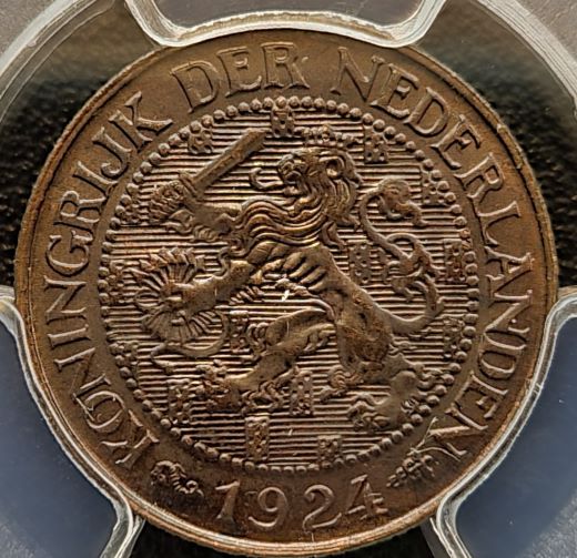 1 cent 1924 MS65 blackened leeuwzijde 101muntennl