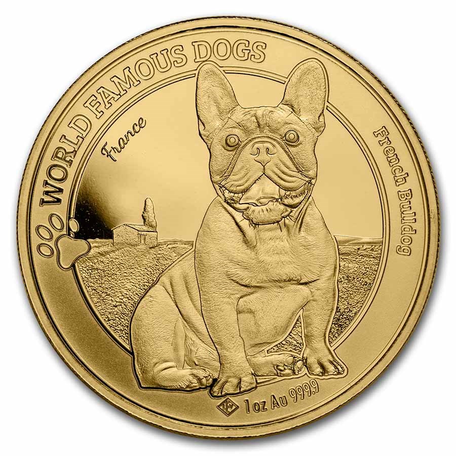 Kameroen - World Famous Dogs - French Bulldog 1 oz 2022 voorkant 101munten French Bulldog 1 oz 2022