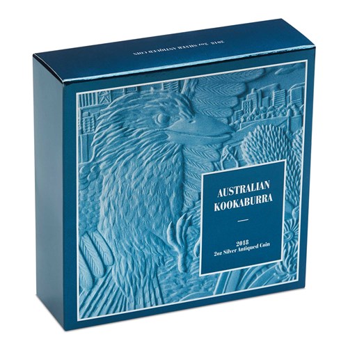 Kookaburra 2 oz 2018 High Relief Antique Finish met doosje dicht 101munten