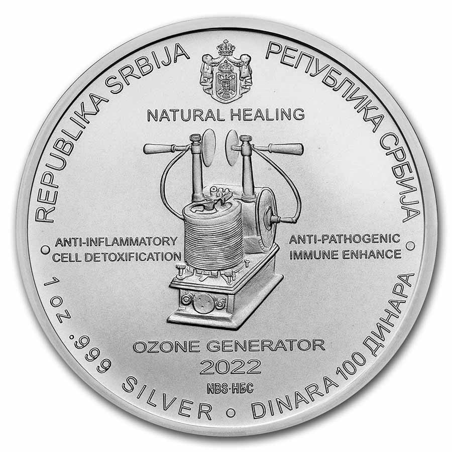 Nikola Tesla - Ozone generator 1 oz 2021 front 101munten Nikola Tesla