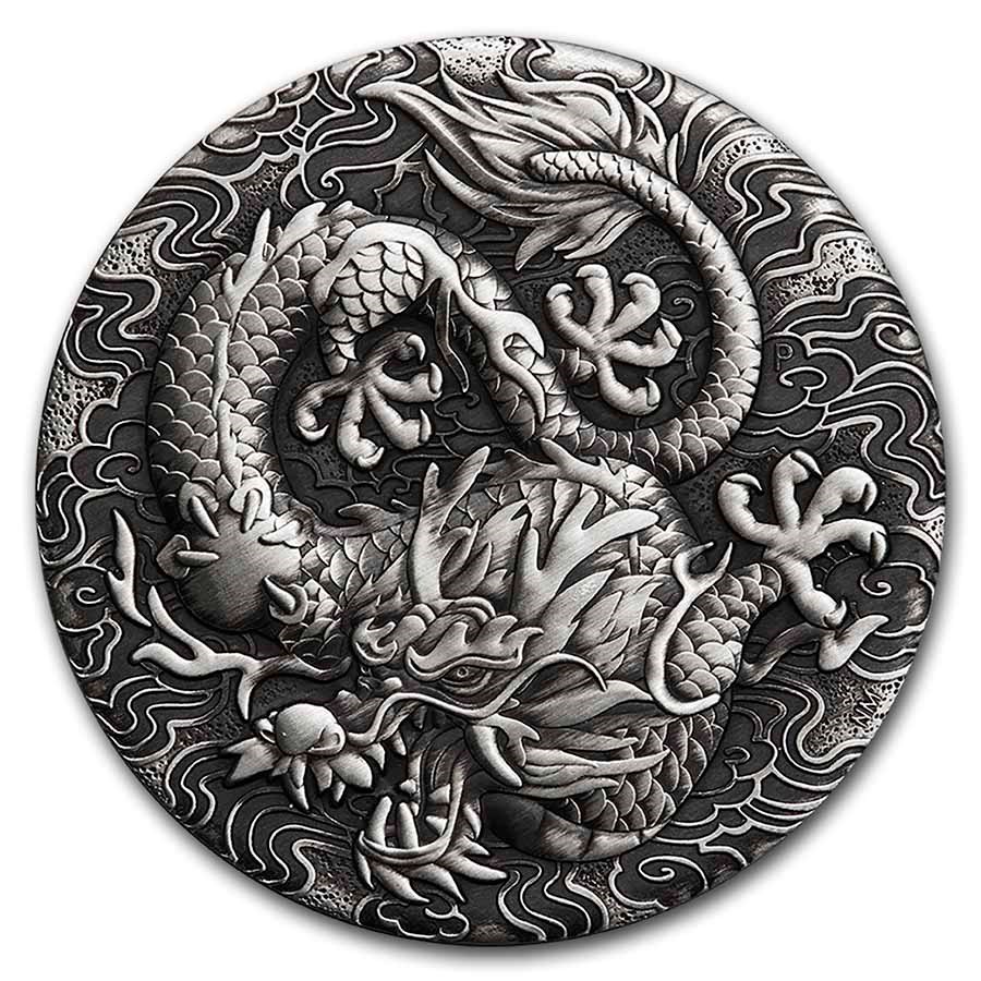 2022-aus-2-oz-silver-dragon-antiqued-voorkant dragon