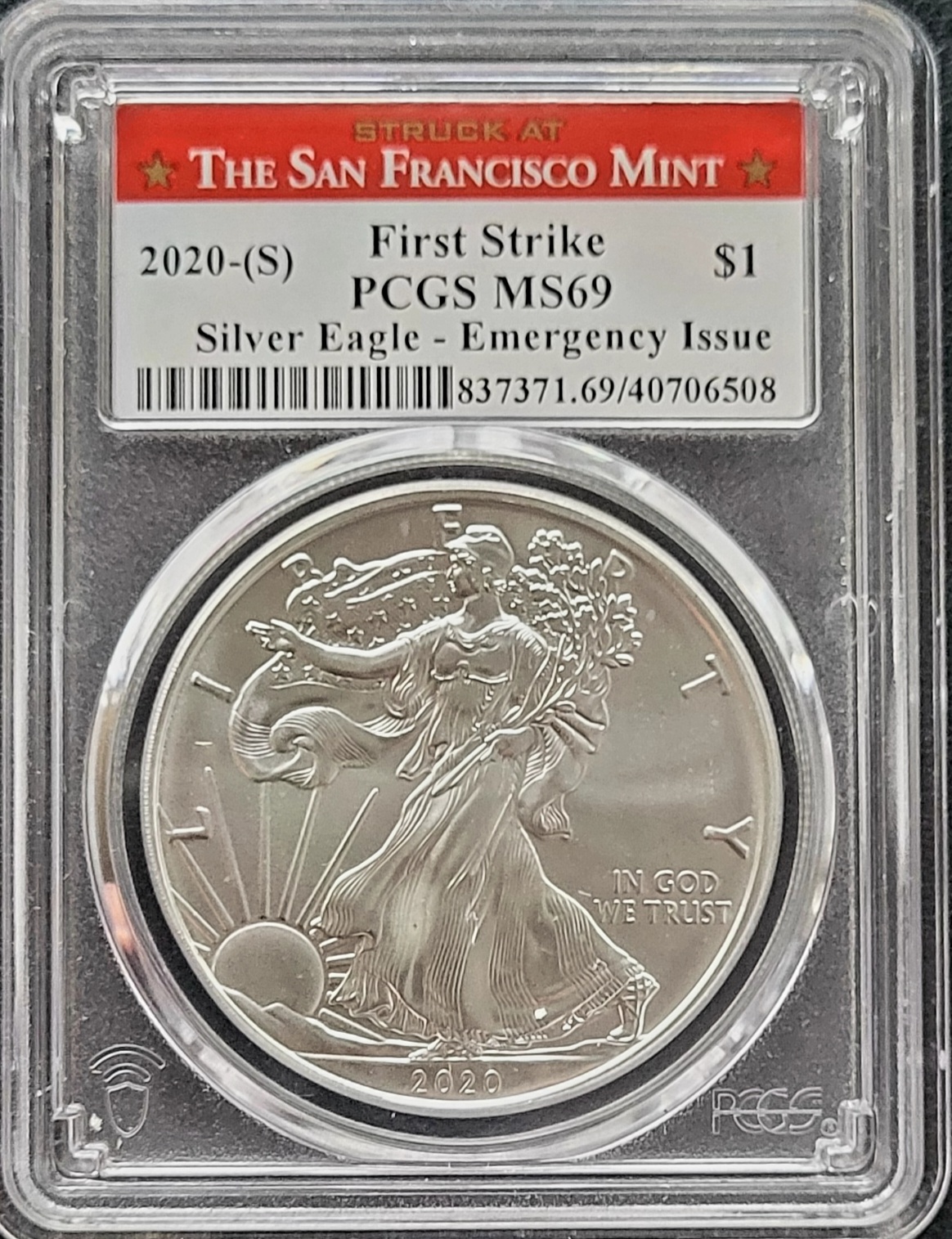 American Eagle 1 oz 2022 PCGS MS69 First Strike Emergency Issue voorkant 101munten American Eagle 1 oz 2020 PCGS MS69