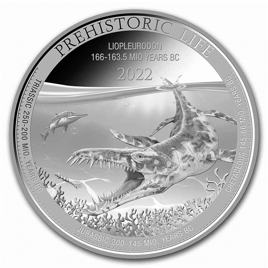 Congo Prehistoric Life Liopleurodon 1 oz 2022 front 101munten liopleurodon
