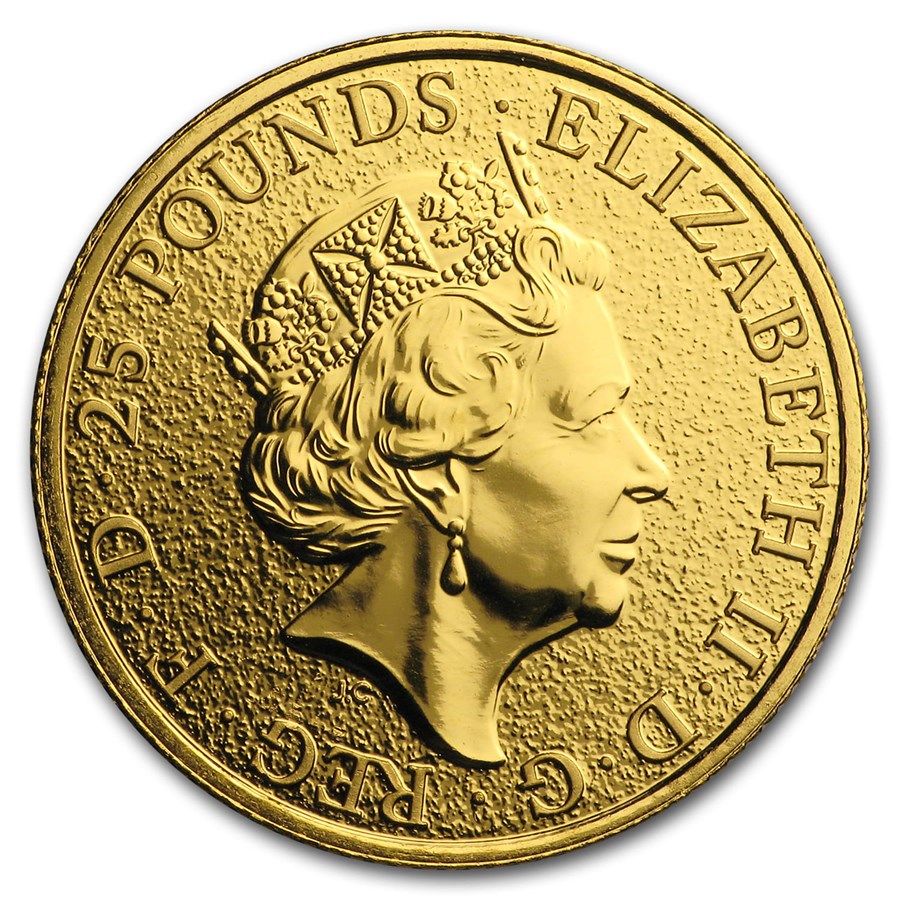 Gouden Queens Beast 0.25 oz 2017 Griffin of Edward achterkant 101munten