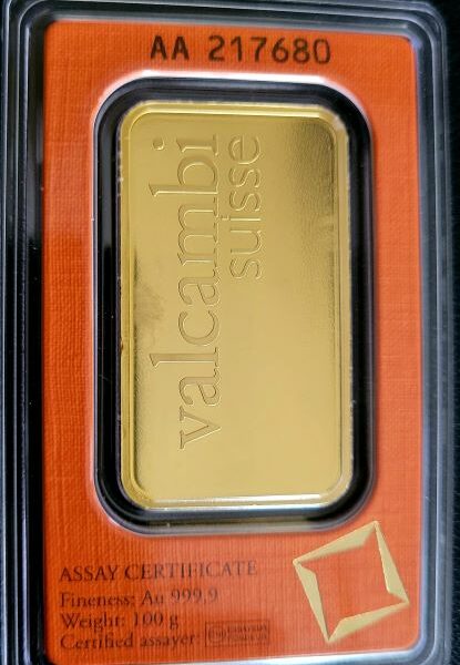 100 gram Valcambi Goudbaar