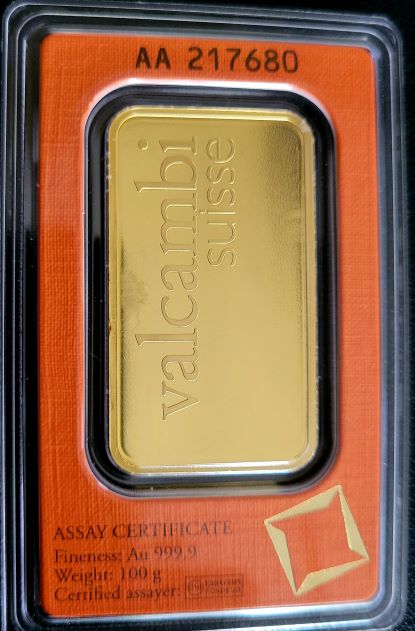 valcambi 100 gram Valcambi Goudbaar