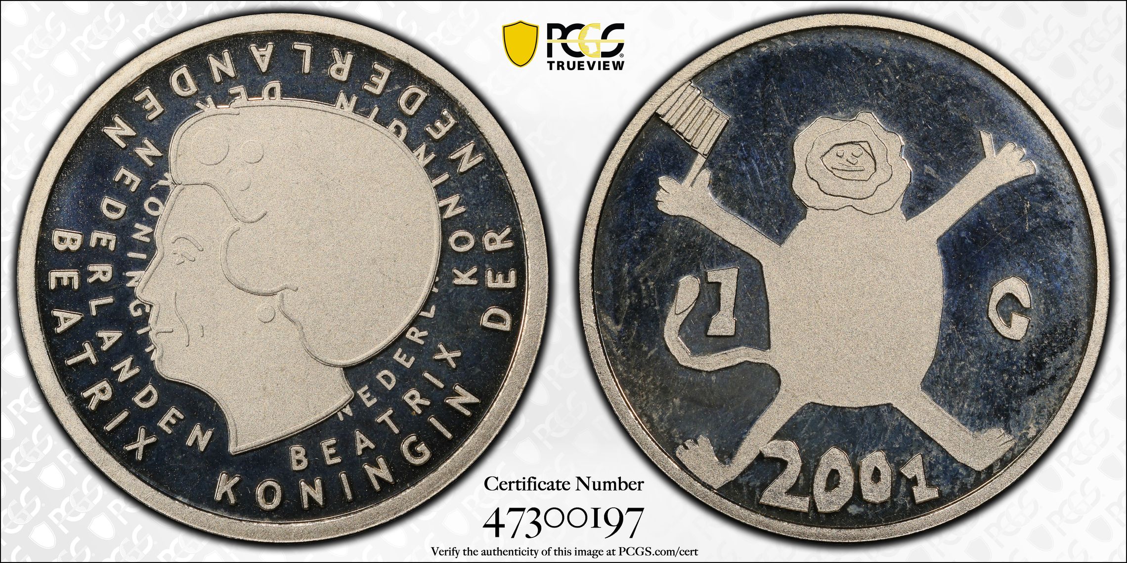 Duo slab 1 gulden 2001 SP67 Proefslag dubbelzijdig Duo slab 1 gulden 2001 SP67 Proefslag dubbelzijdig