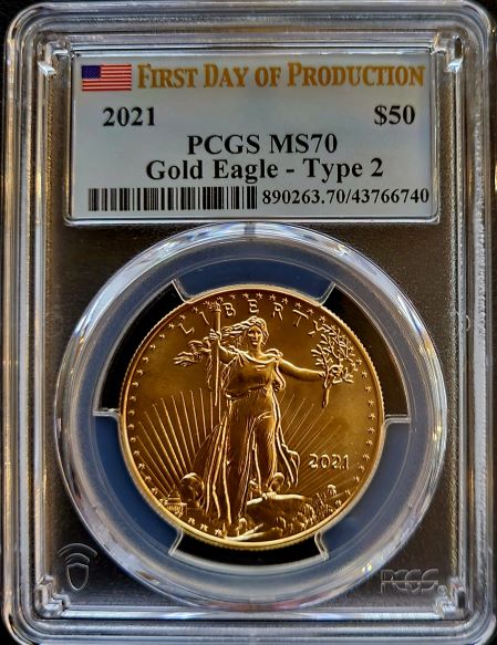 Gouden American Eagle 1 oz 2021 Type-II PCGS MS70