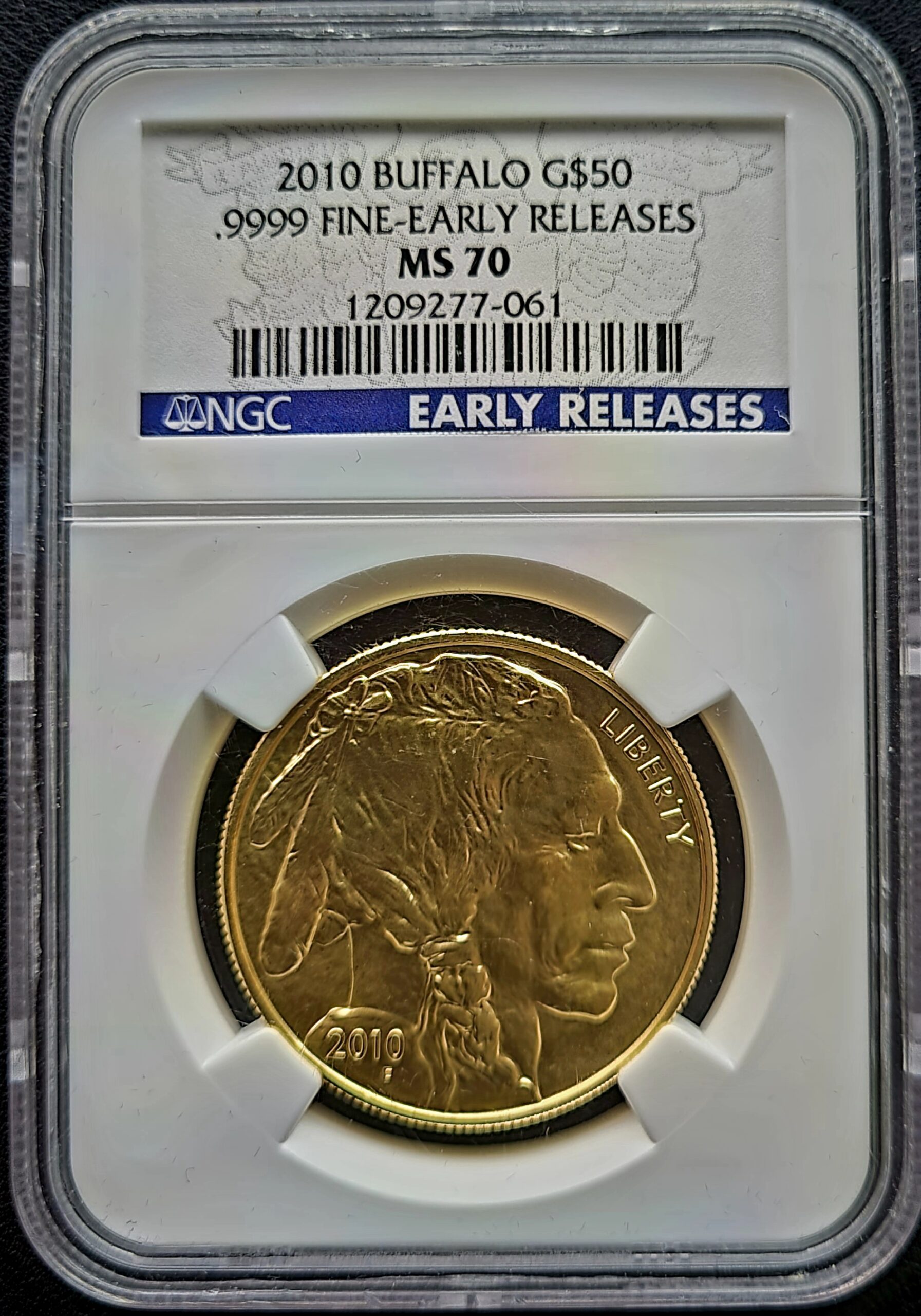 Gouden Buffalo 1 oz 2010 MS70 ER NGC voorkant 101munten Gouden American Buffalo 1 oz 2010 NGC MS70