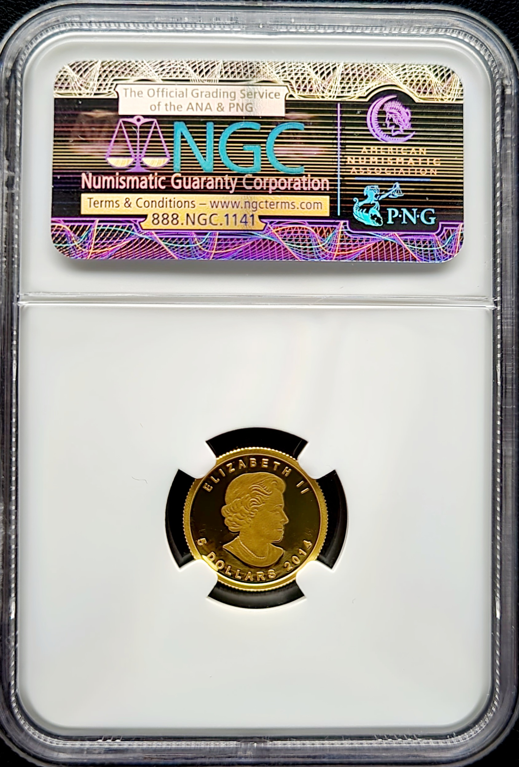 Gouden Canada Woolly Mammoth 0.1 oz 2014 PF70 UC ER NGC achterkant 101munten