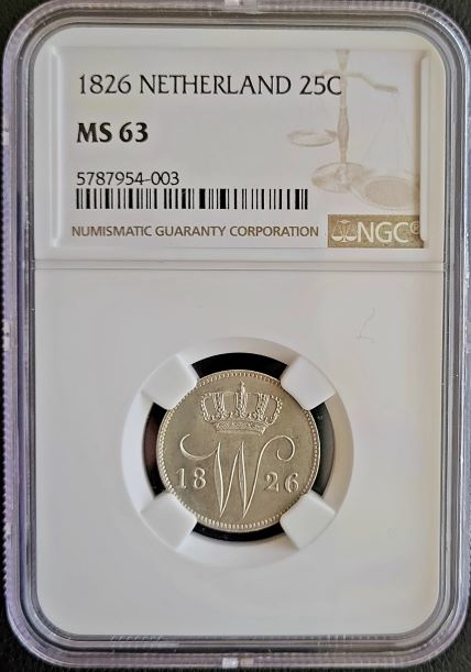 25C 1826 MS63 101muntennl front 25 cent 1826 Utrecht