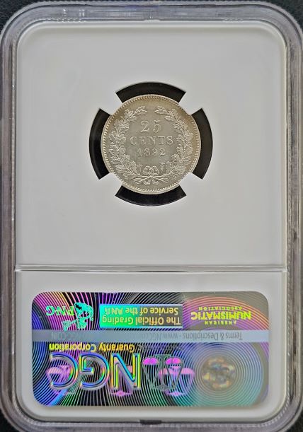 25C 1892 NGC MS65 101muntennl back