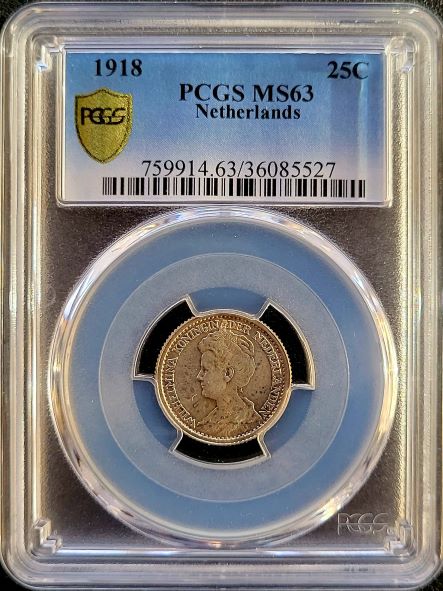 25 cent 1918 MS63 PCGS
