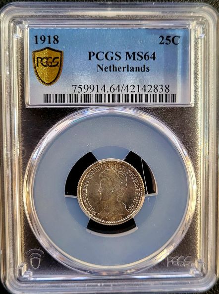 Wilhelmina 25 cent 1918