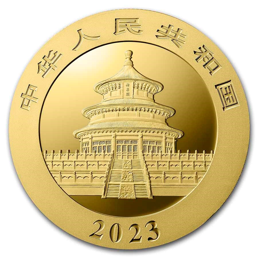 Gouden China Panda 1 gram 2023 back 101munten Gouden China Panda 1 gram 2023
