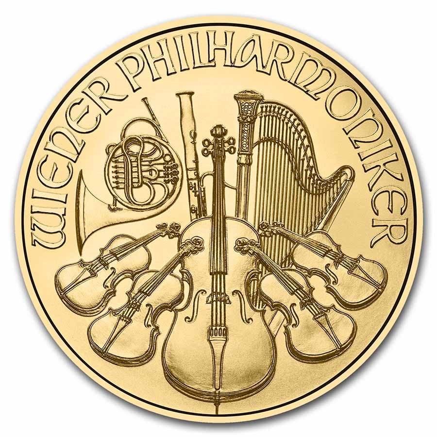 Gouden Wiener Philharmoniker 0.25 oz 2025 front 101munten gouden wiener philharmoniker 1/2 oz 2025