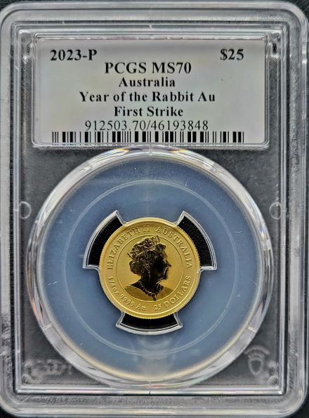 L3 PCGS MS70 2023 0.25 first strike 101muntennl back