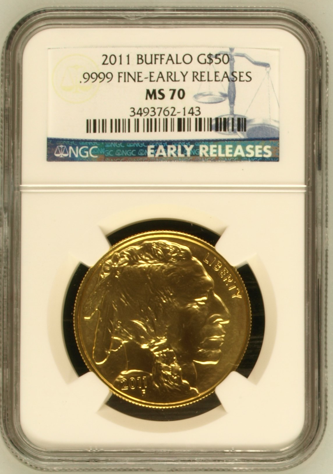 NGC3493762-143_OBV Gouden American Buffalo 1 oz 2011 NGC MS70